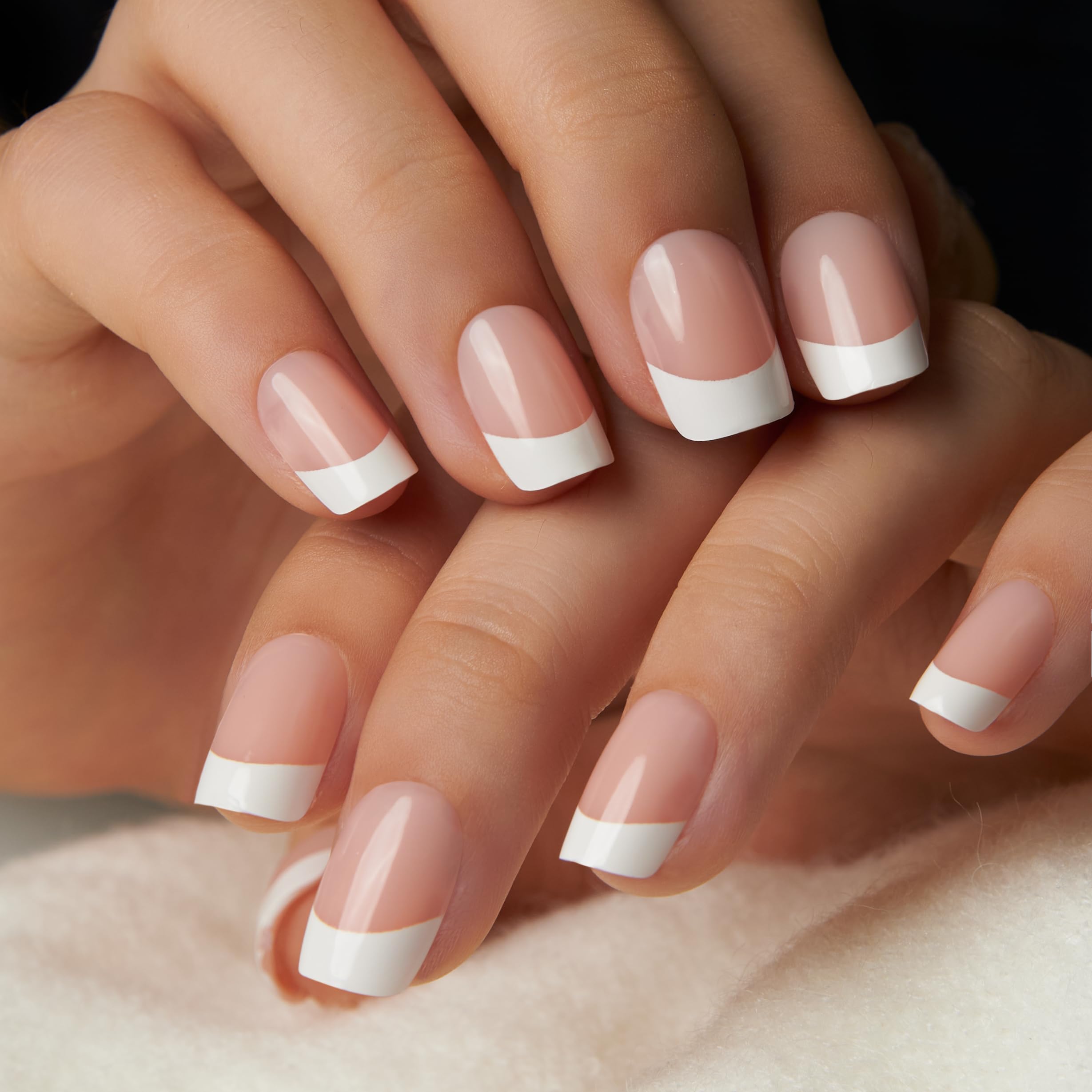 CurvLife nail shape closeup showing short square profile for natural comfort