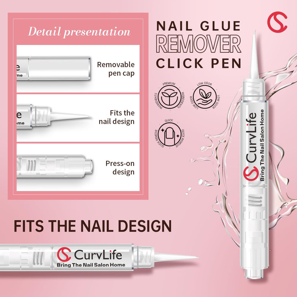CurvLife pen tip closeup highlighting angled applicator for targeted glue removal