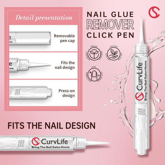 CurvLife pen tip closeup highlighting angled applicator for targeted glue removal