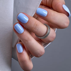 CurvLife Sky Charm front packaging displaying glossy square nails and kit benefits