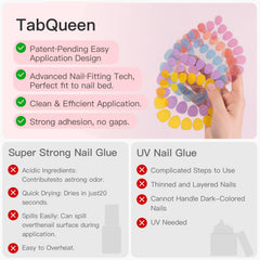 CurvLife TabQueen fitted press-on nails showing seamless edges and waterproof hold benefit