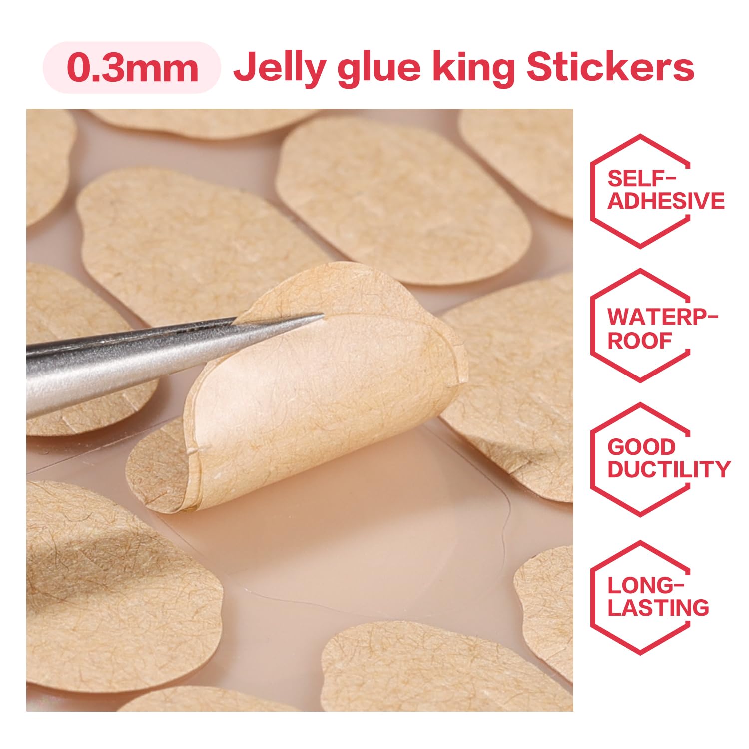CurvLife adhesive tabs laid out by size demonstrating 12-size assortment for precise fit