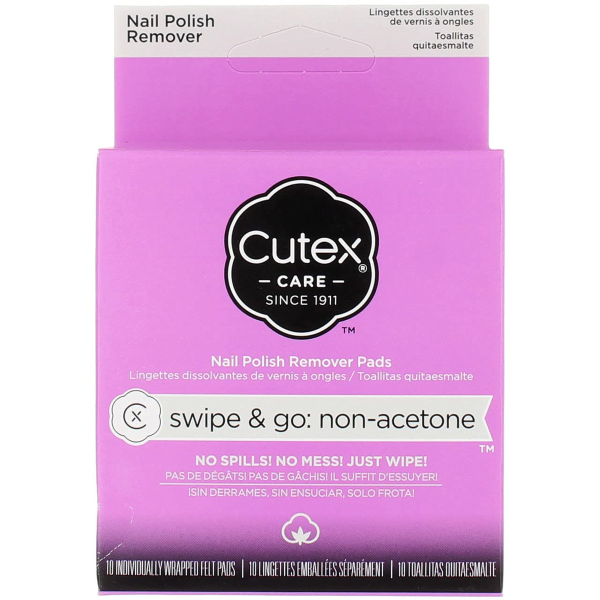 Cutex front packaging showing 10-count pads and convenience benefit