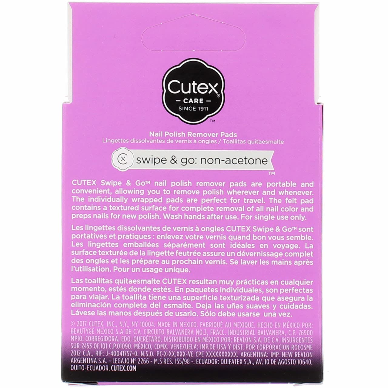 Liquid-soaked pad texture detail highlighting Cutex conditioning benefit
