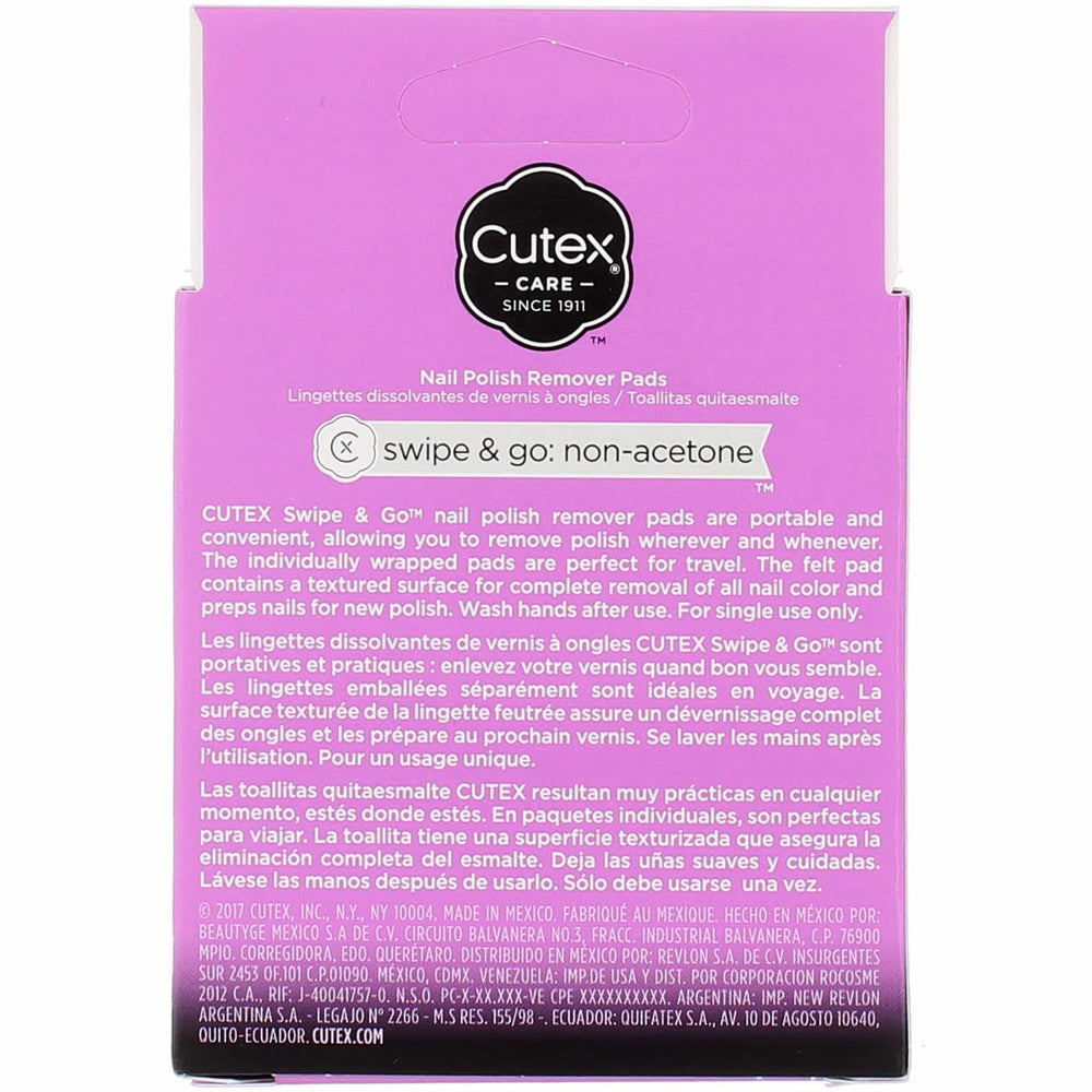 Liquid-soaked pad texture detail highlighting Cutex conditioning benefit