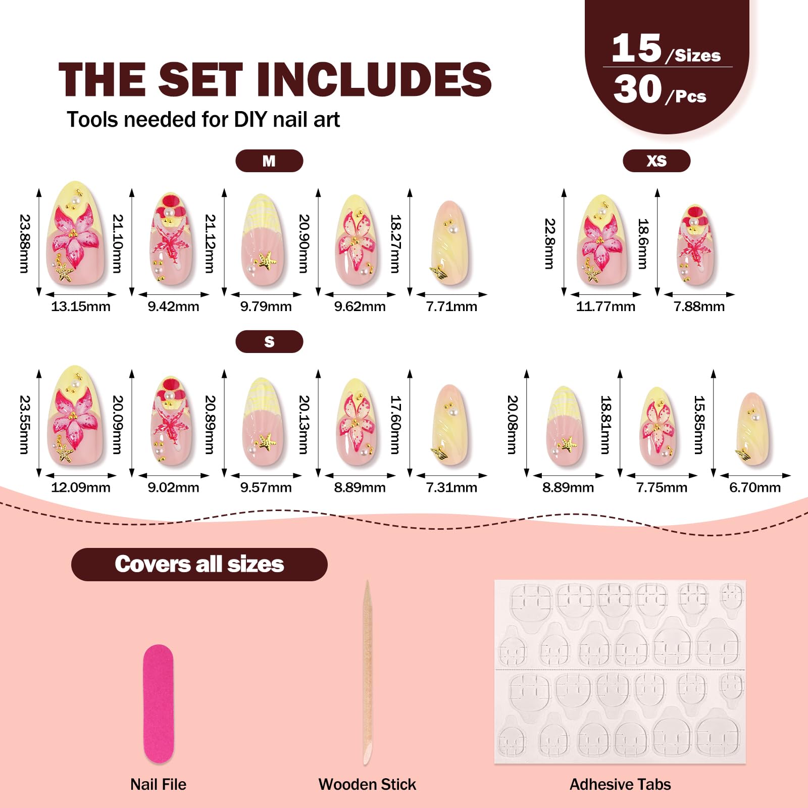 CUZIAM accessories laid out with adhesive tabs and file for quick application