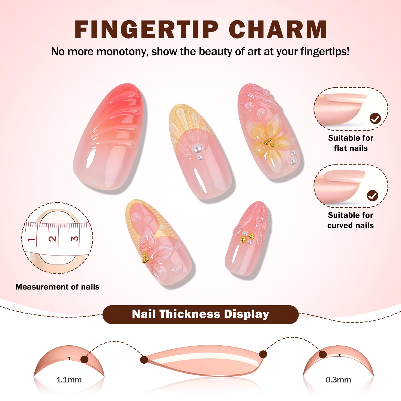 CUZIAM nails being pressed onto natural nail, quick at-home application benefit