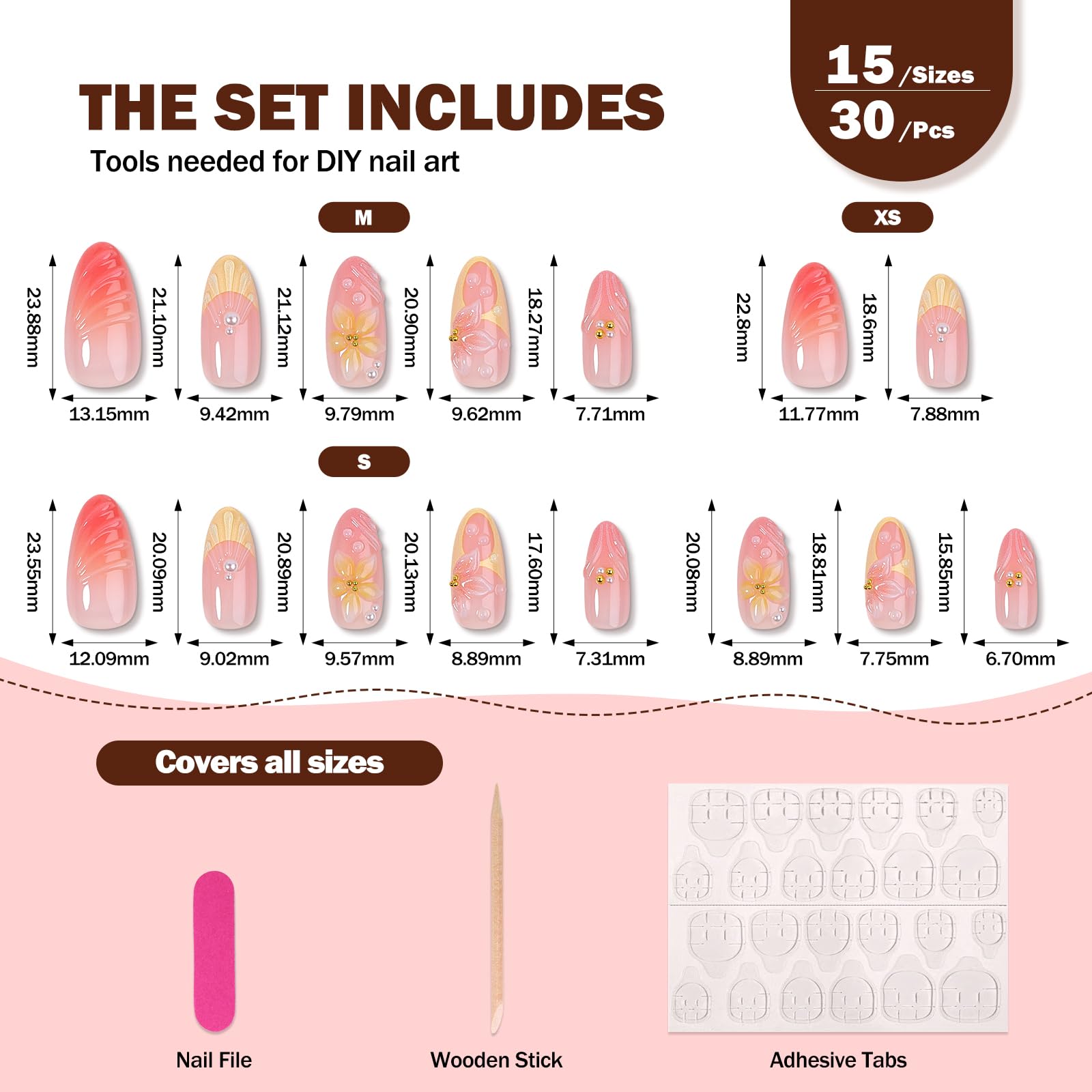 CUZIAM full 30-piece layout with sizes, easy selection for perfect fit