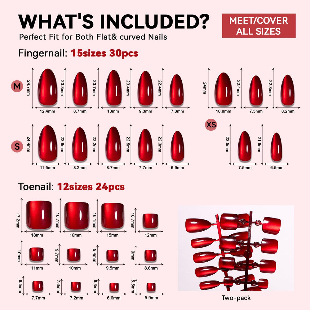 CUZIAM toenail set layout with full coverage toes for coordinated pedicure