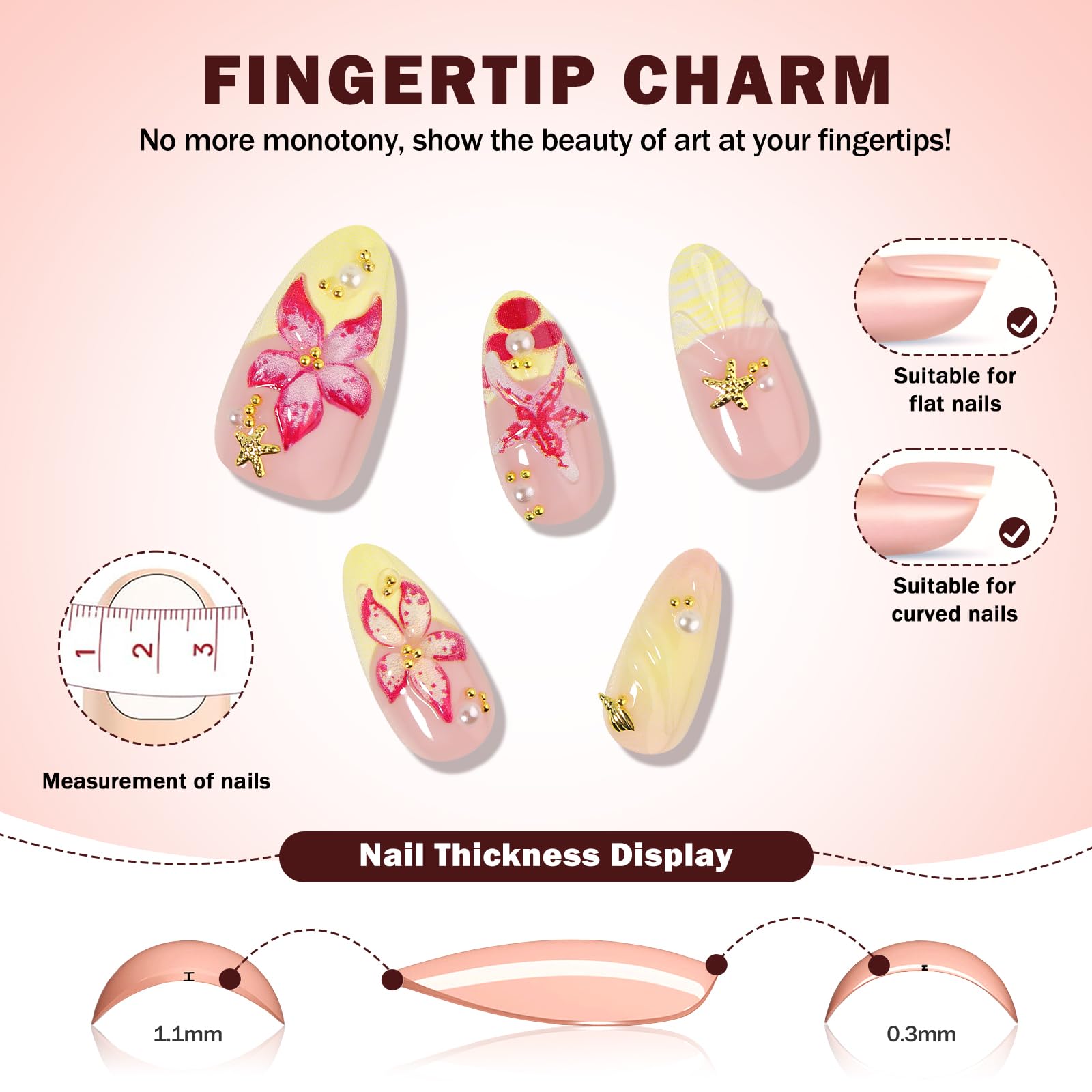 CUZIAM nails worn on hand at the beach for vacation-ready style and color pop