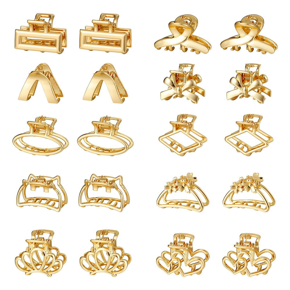 CWJCYTNSN front view of gold mini clips showing compact design and variety