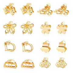 CWJCYTNSN front view of gold mini hair clips showing variety and portability