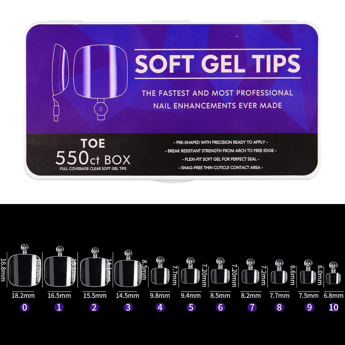 Cycullinyt front packaging showing 550pcs toe tips and kit benefits