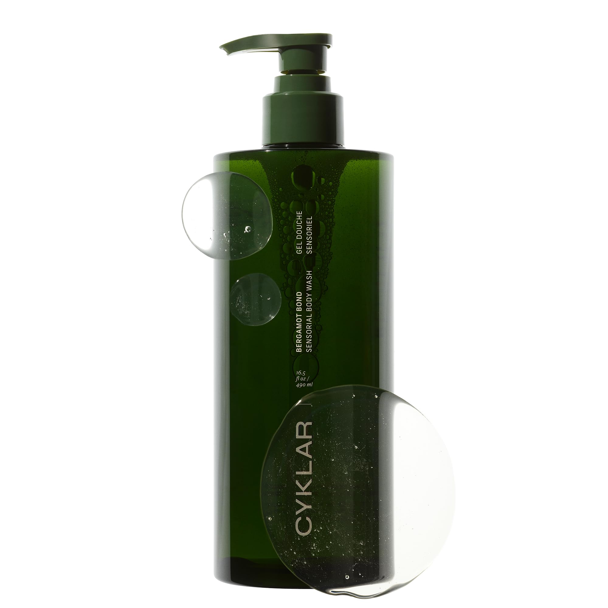 CYKLAR front bottle view showing bergamot bond scent and elegant packaging benefit: visual clarity