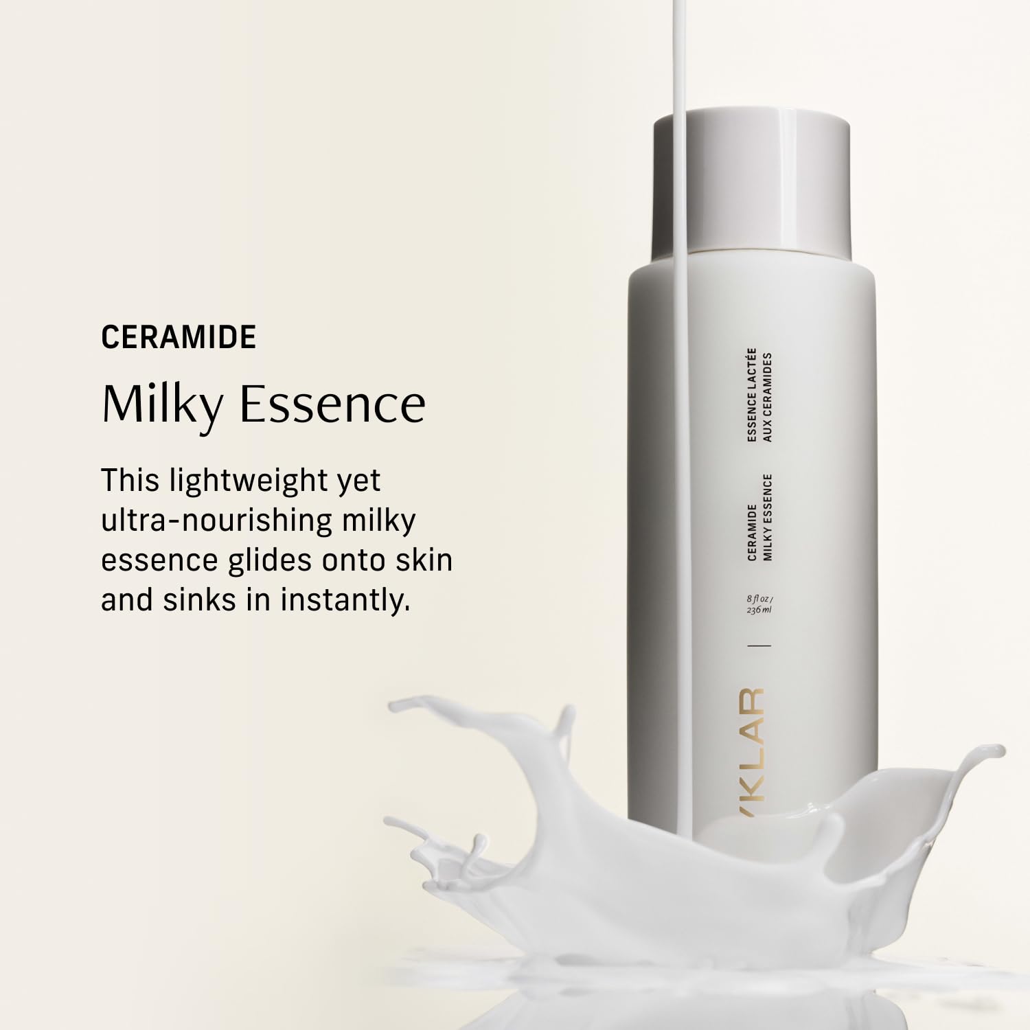 CYKLAR milky lotion texture from open cap illustrating quick absorption