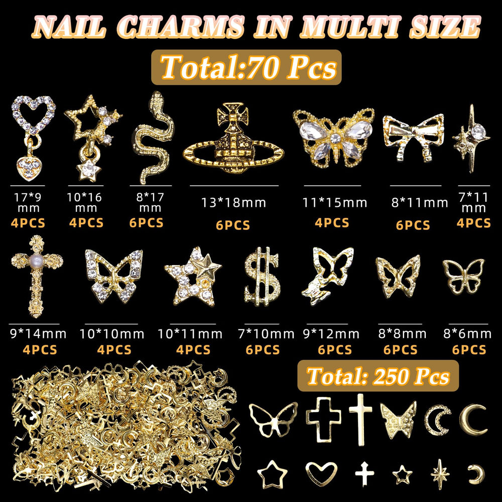 Cynailli closeup of cross snake star heart charms highlighting design detail