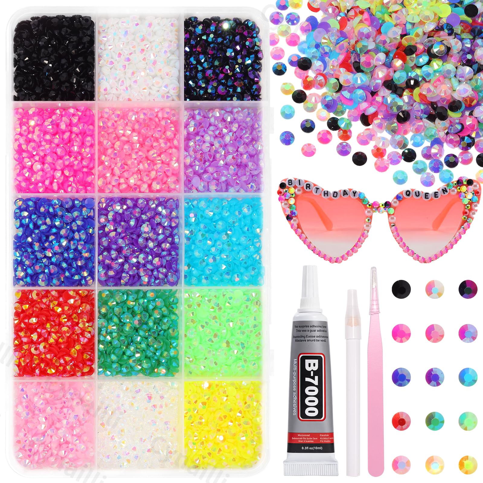 Cynailli front packaging showing 9000pcs kit and included tools for easy crafting