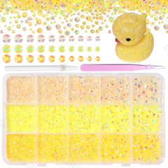 Cynailli front packaging showing full 15000-piece yellow rhinestone kit and benefits