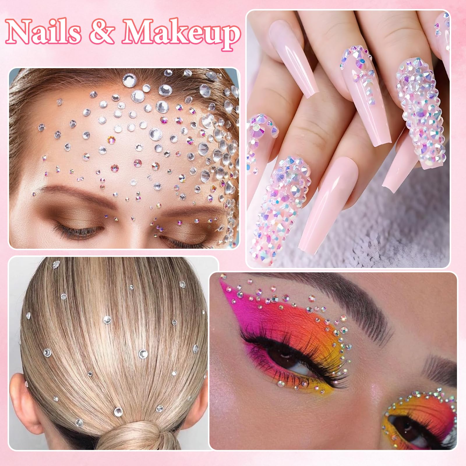 Cynailli nail art application with tiny white gems, demonstrating fine-detail enhancement benefit