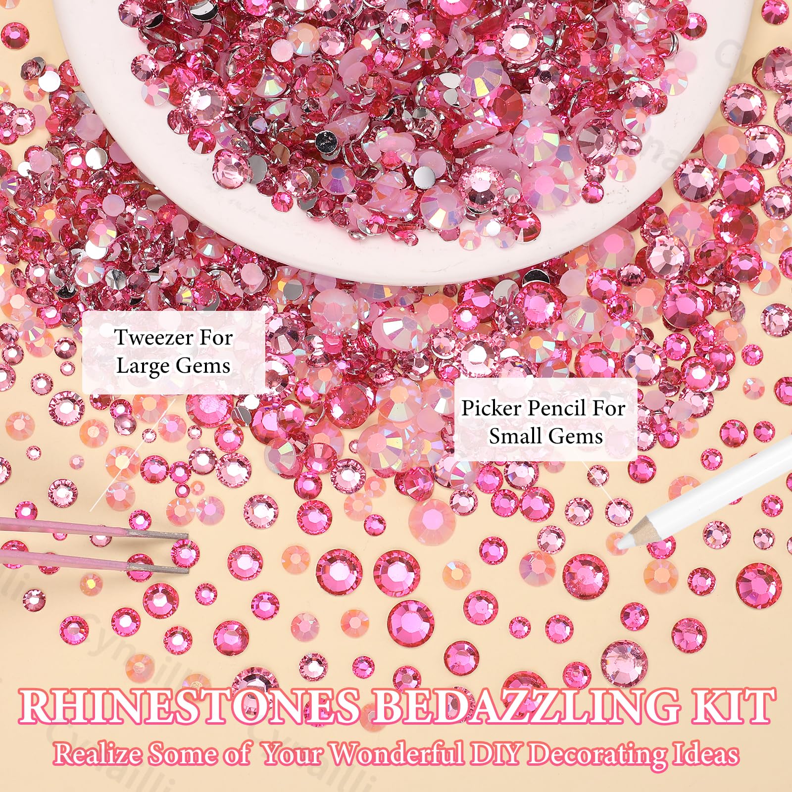 Cynailli tweezers and pickup pen included for precise placement and cleaner application
