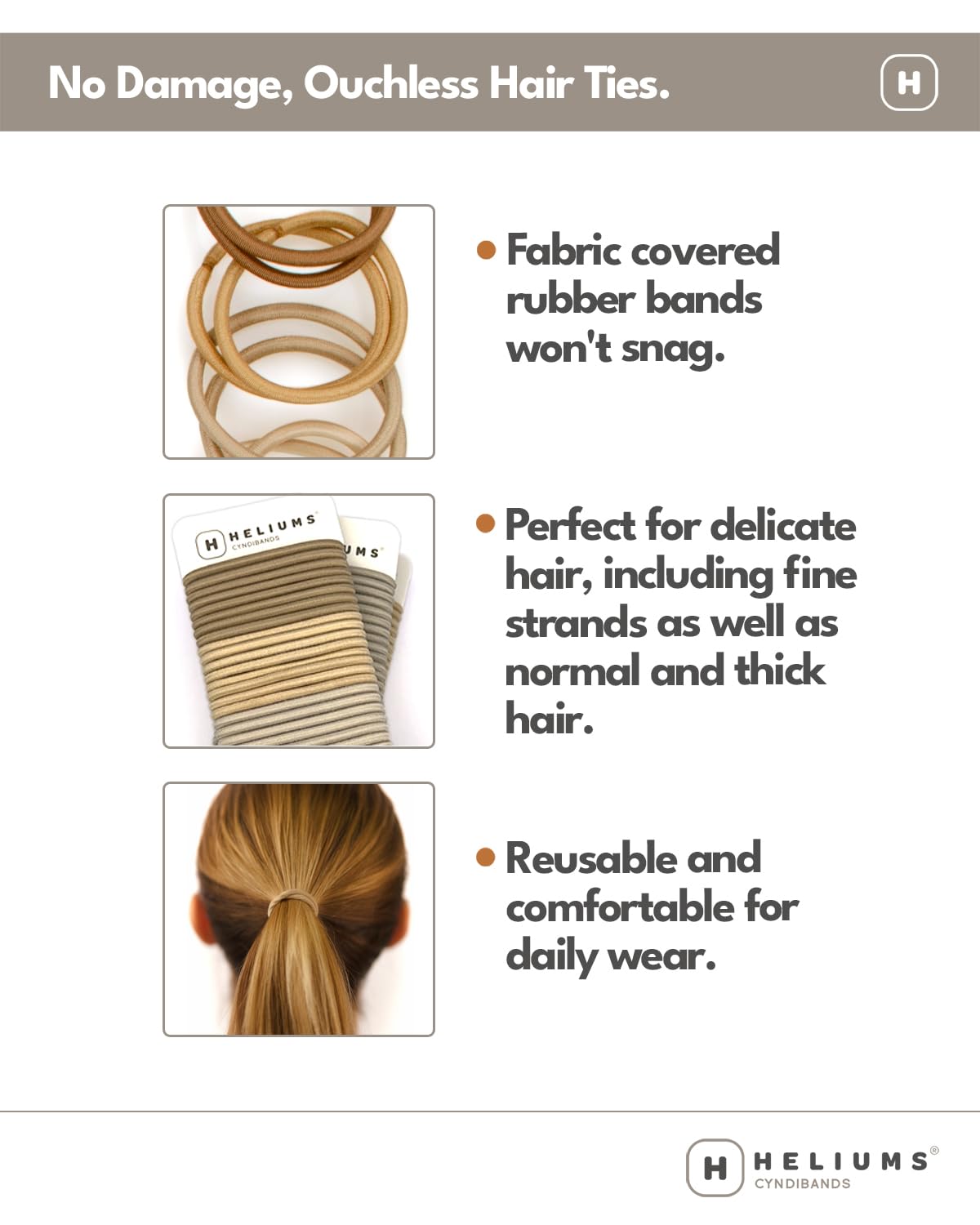 Cyndibands elastic stretched to show durable rubber core and flexibility