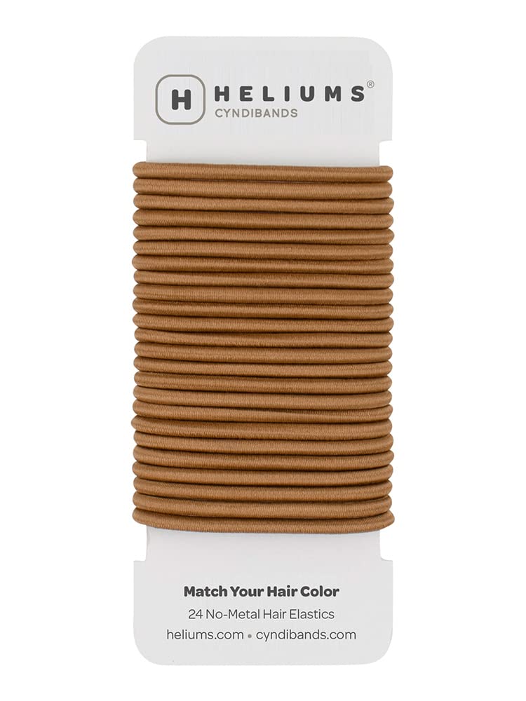 Cyndibands front packaging showing 24 dark golden blonde ties and benefits