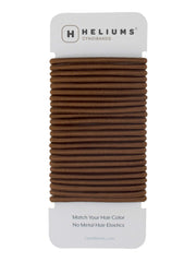 Cyndibands front pack showing 24 brown elastic hair ties and tidy packaging benefit