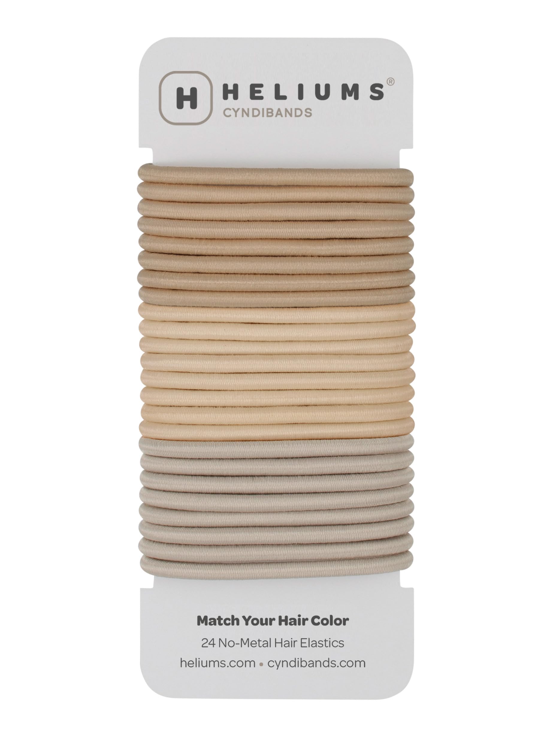 Cyndibands front pack showing 24 blonde hair ties for everyday convenience