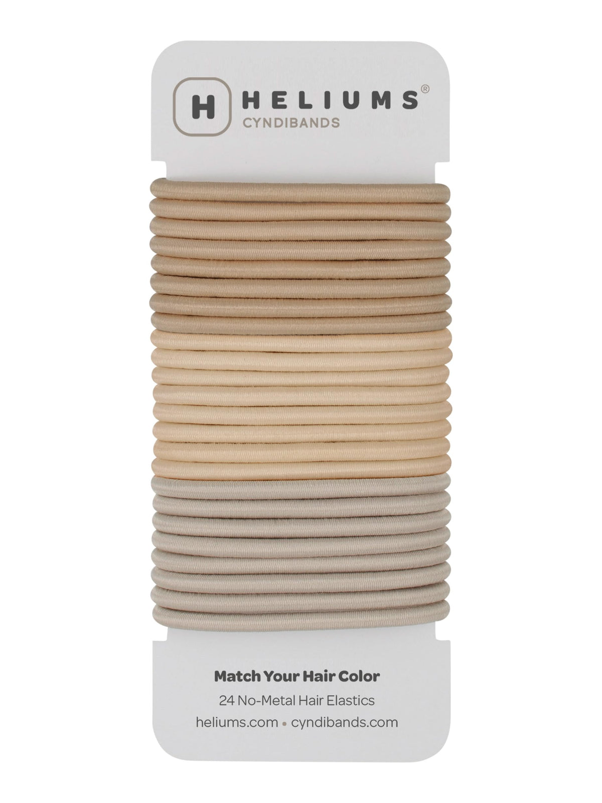 Cyndibands front pack showing 24 blonde hair ties for everyday convenience
