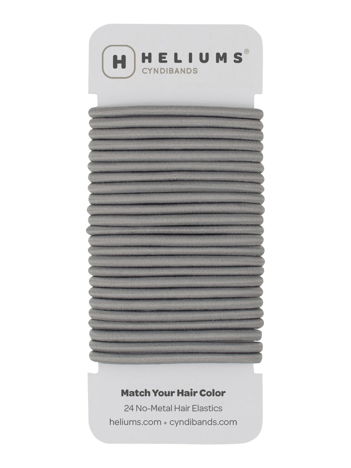 Cyndibands front pack showing 24 gray no-damage hair ties for easy replacement