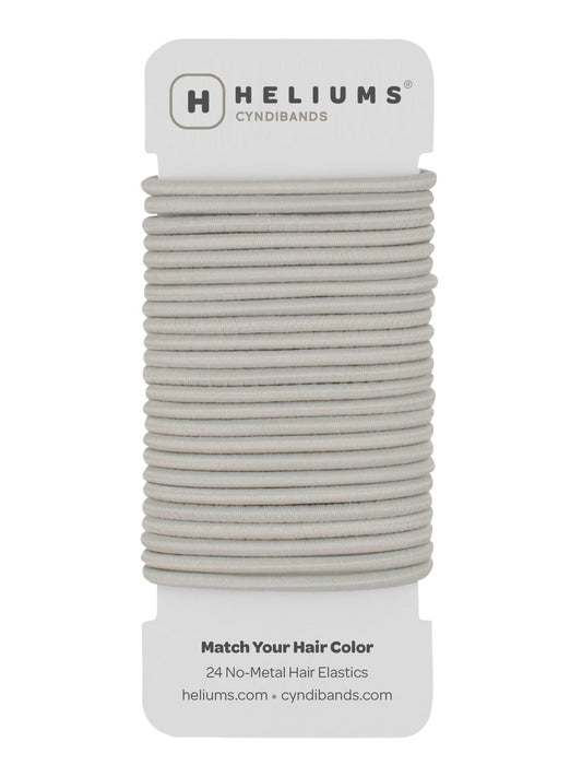 Cyndibands front packaging showing 24 light gray elastics and neat branding benefit convenience