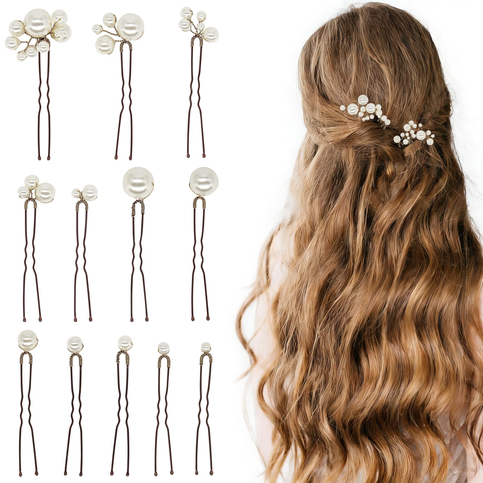 CYUXING front packaging displaying 12 pearl hair clips and elegant gift-ready look