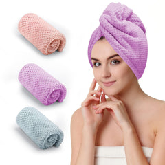 CZZXI front view of three colored hair towels showing practical set benefit