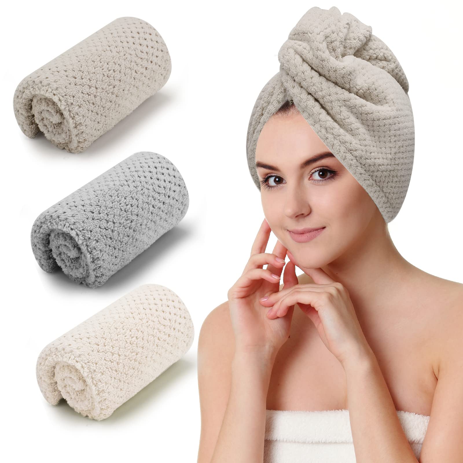 CZZXI front view of three towels showing colors and compact packaging benefit