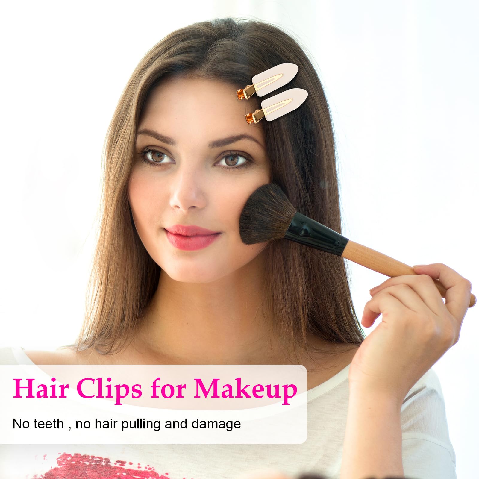 D clip in use during makeup application keeping hair away
