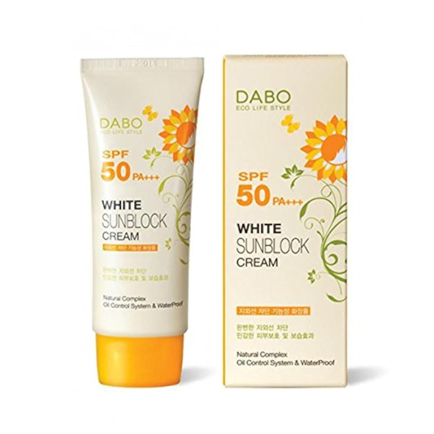 DABO front tube view showing product and SPF50 protection benefit