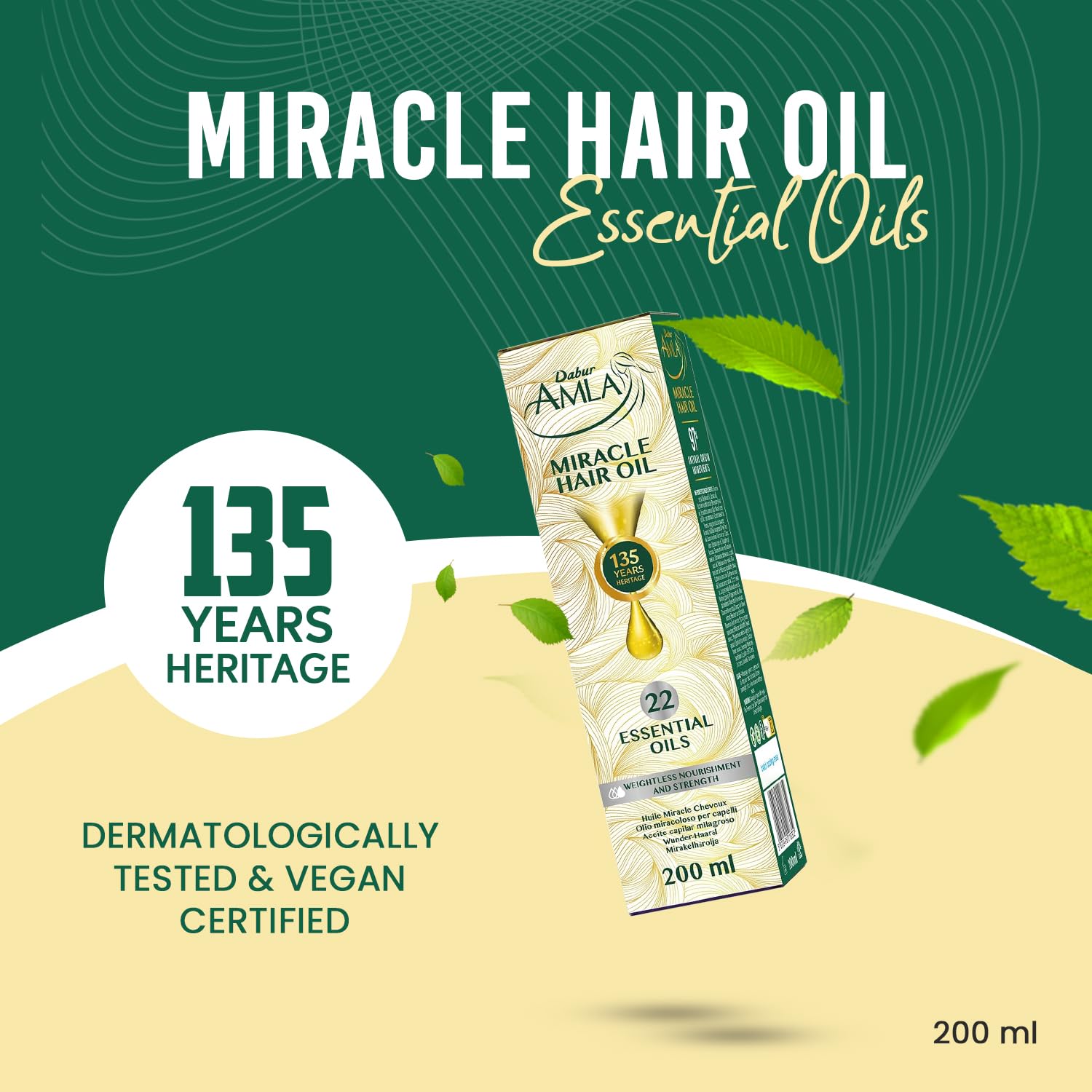 Dabur Amla Luxe oil pouring to show lightweight texture and quick absorption benefit