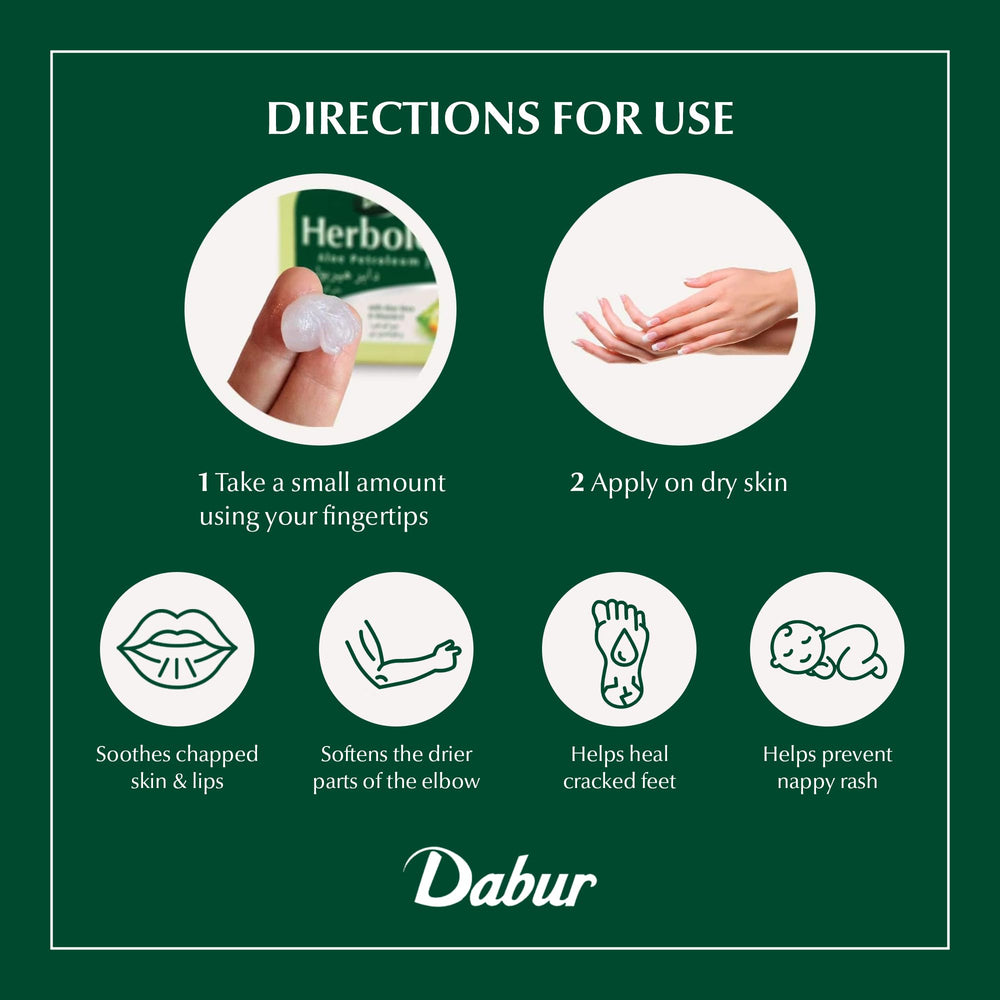 Dabur Herbolene in hand showing scale and easy scoop for convenience