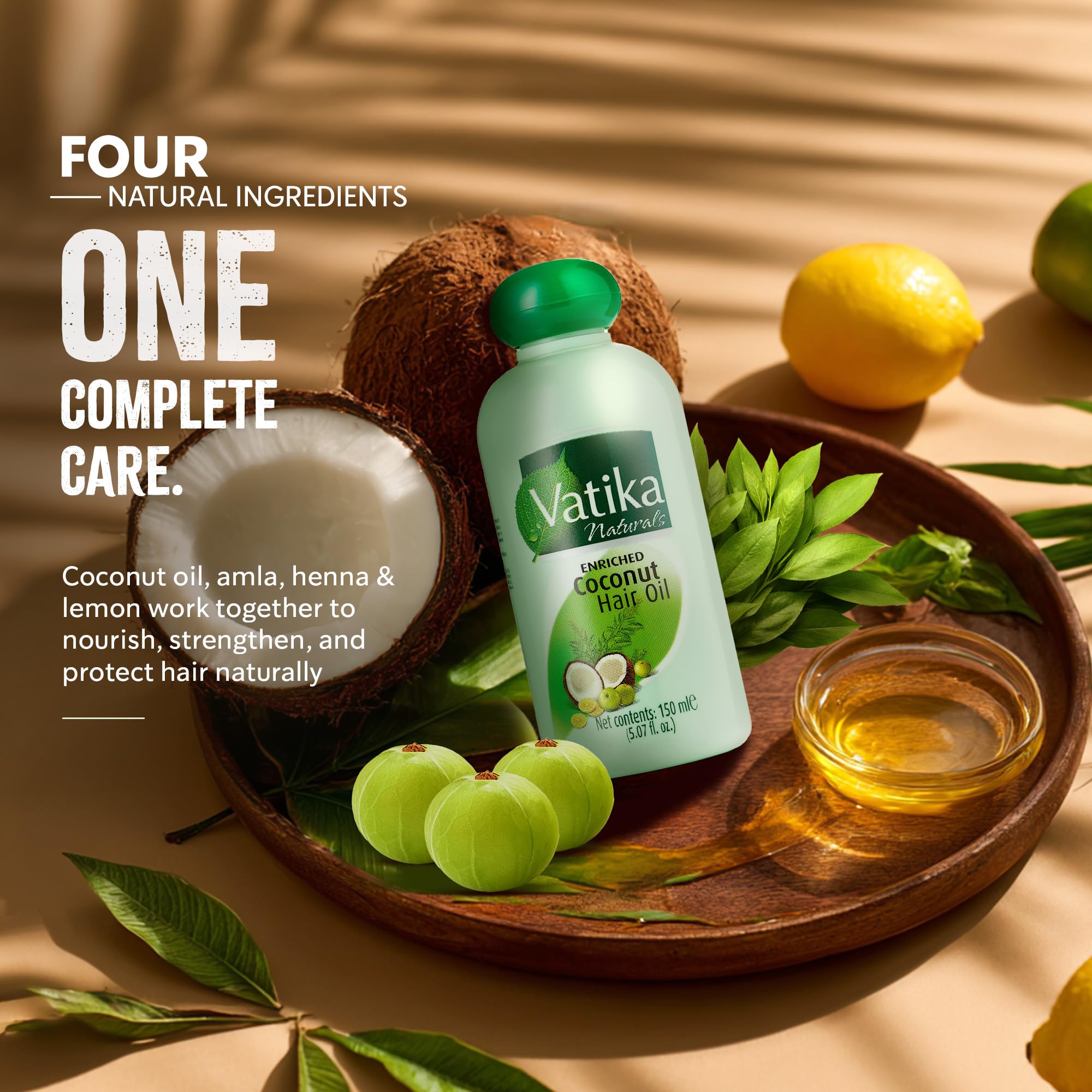 Dabur Vatika label close-up showing ingredients and herbal benefits