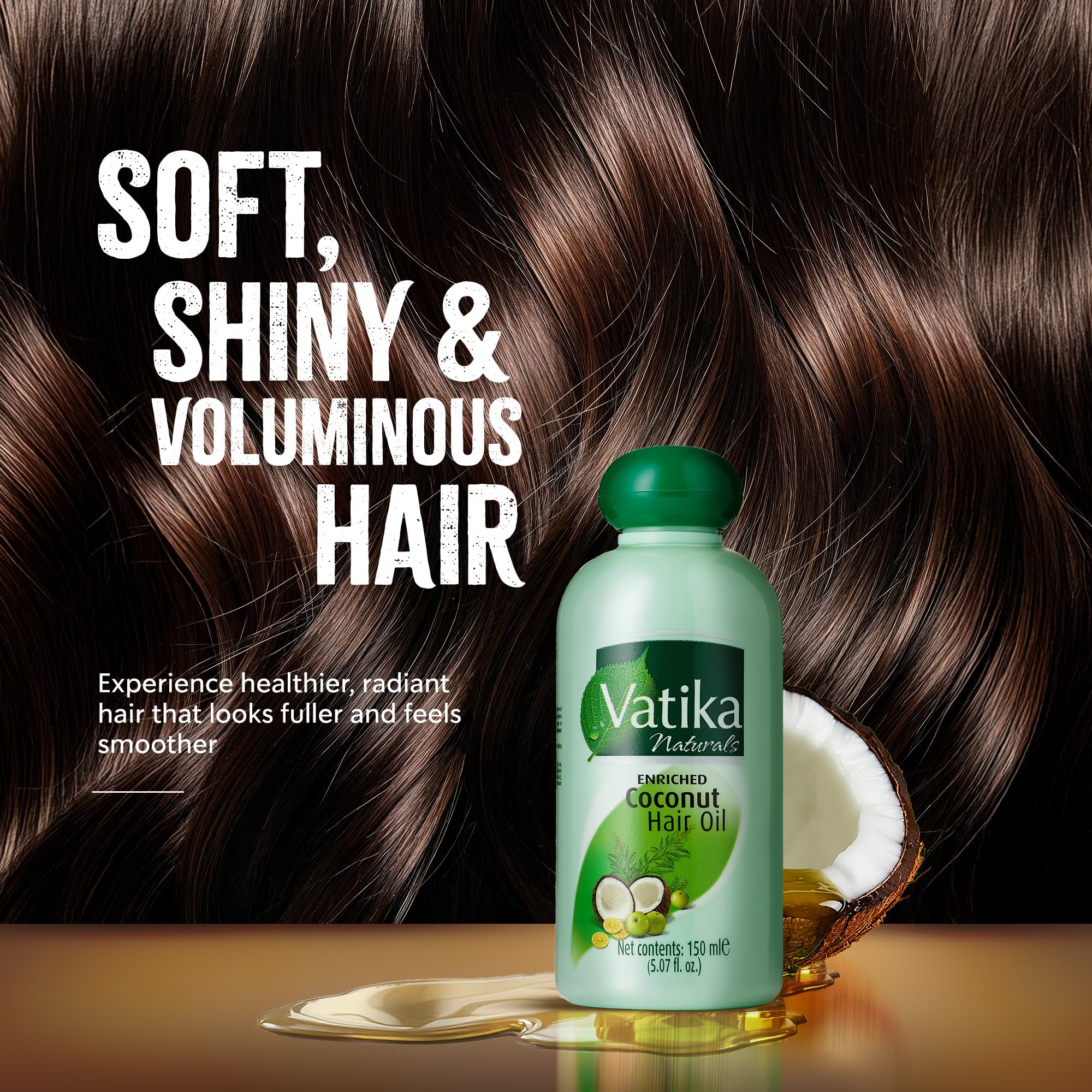 Dabur Vatika bottle in hand showing size and easy application benefit