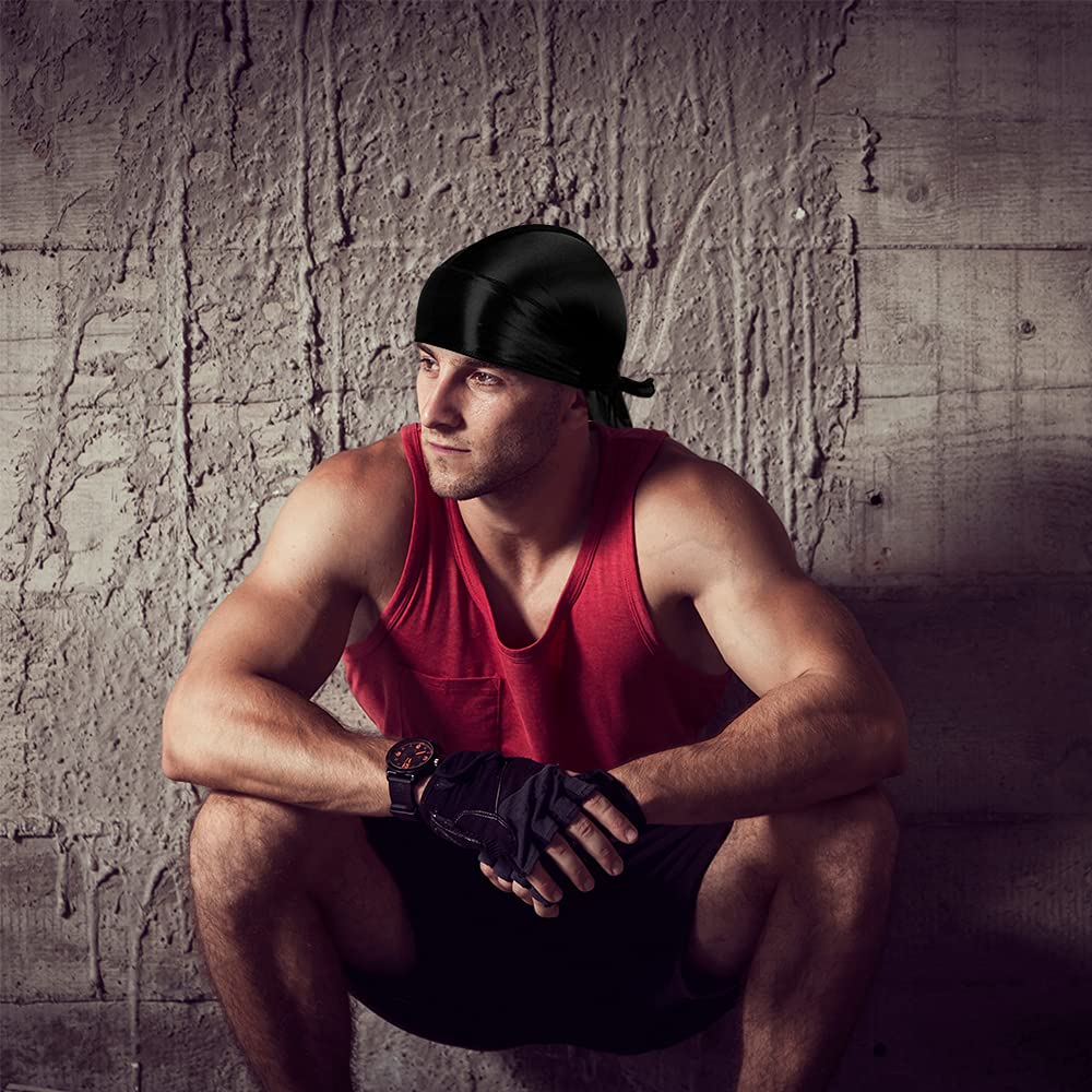 DACKRITO durag worn in a street-style setting adding polished look