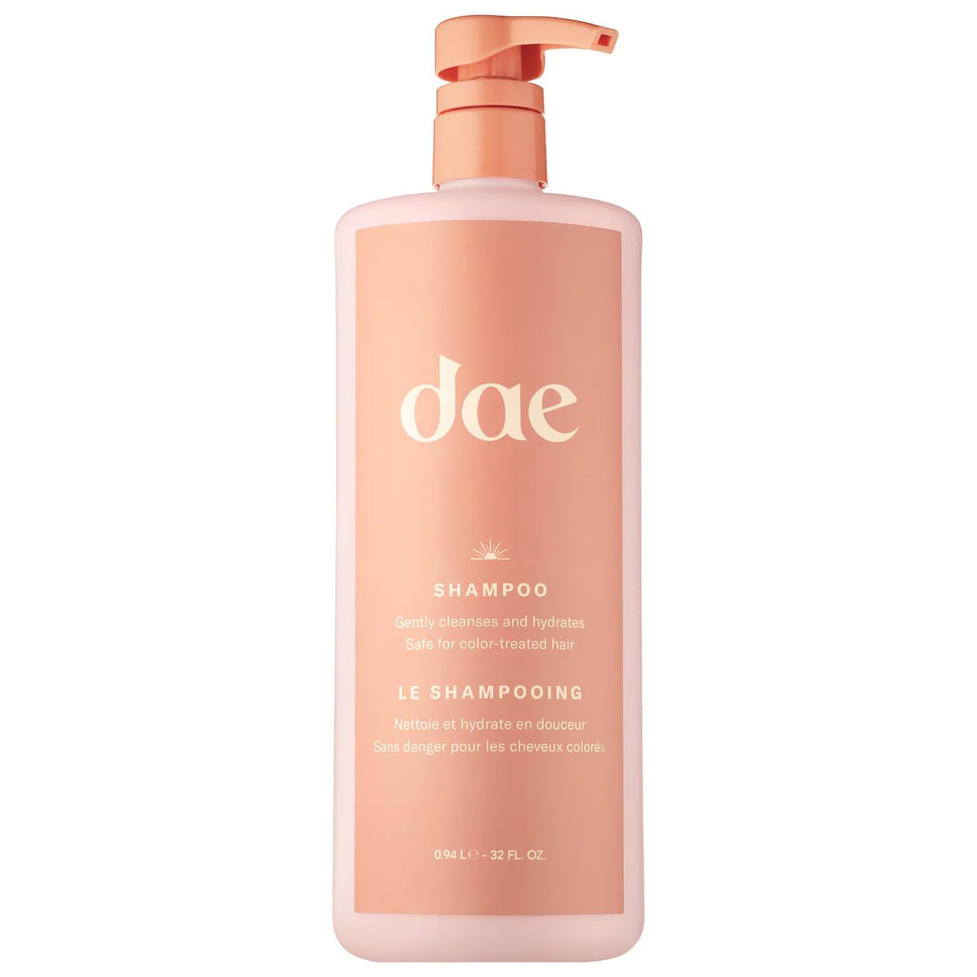 DAE front bottle view shows clean design and large 32 oz size for value