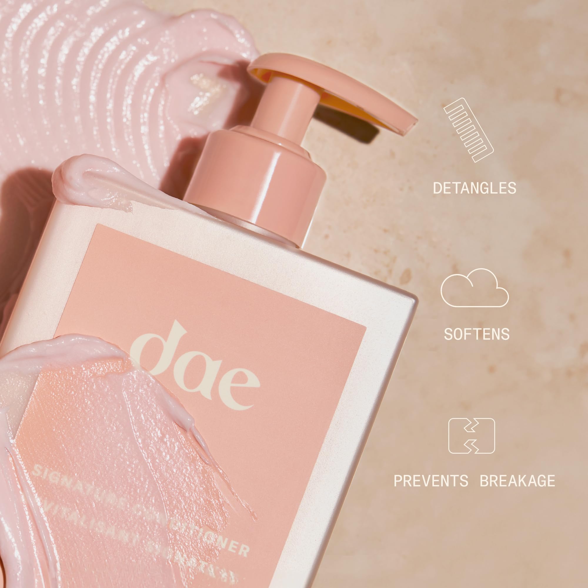 DAE conditioner cream pouring onto hair for smoothness