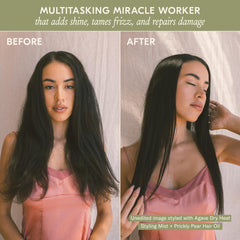 DAE before and after hair comparison illustrating added shine and smoother finish