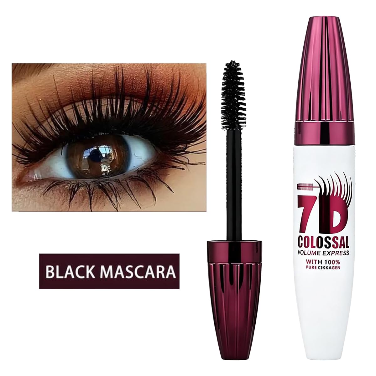 DafPrauy mascara size comparison next to hand for scale and portability