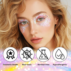 DAGEDA application on cheek demonstrating quick sparkle for makeup accents