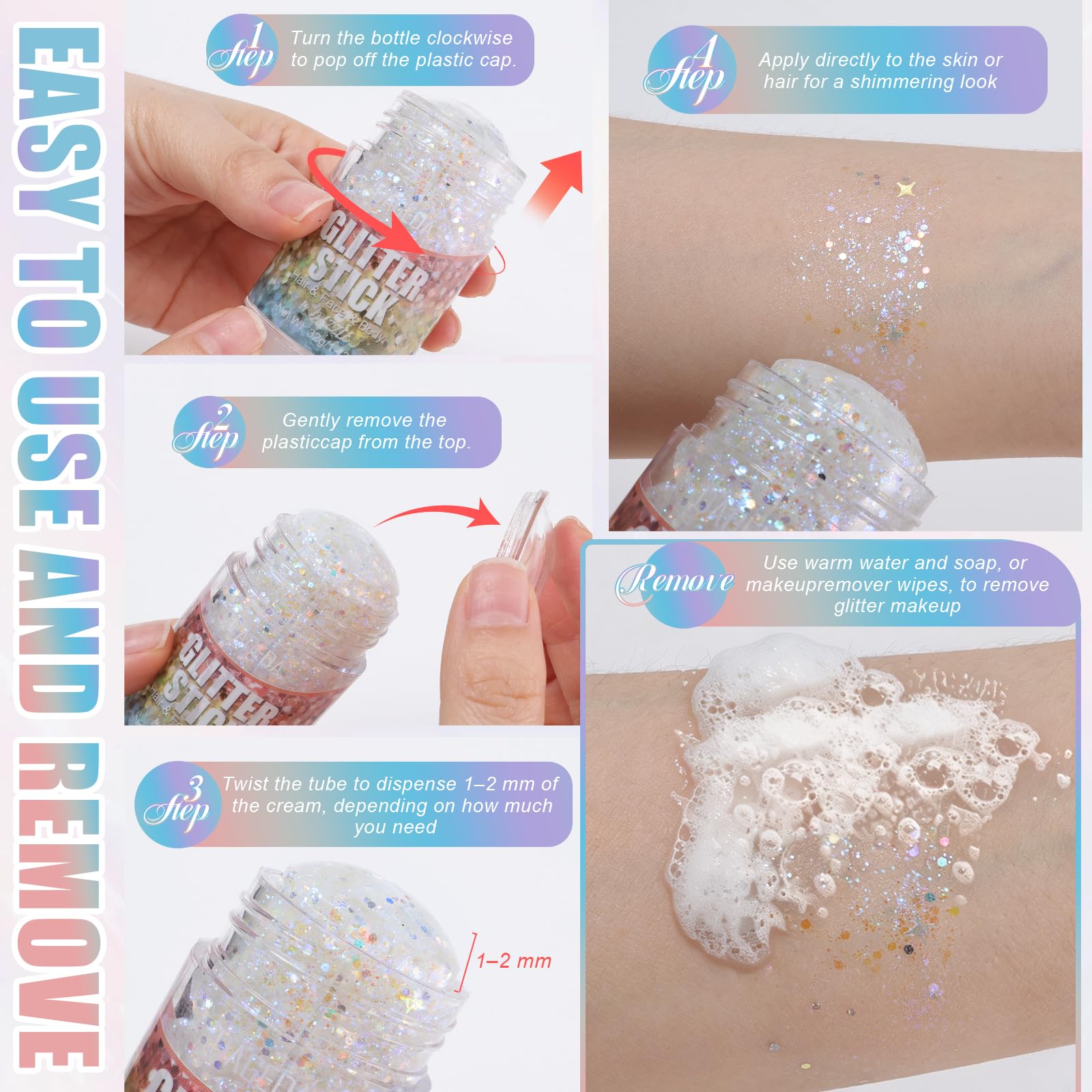 DAGEDA glitter stick in festival setting on crowd member showing bold sparkle for event-ready looks benefit standout
