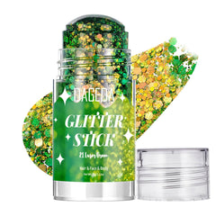 DAGEDA front packaging showing chameleon green glitter stick and branding