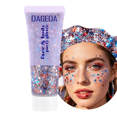 DAGEDA jar front view showing red white blue star glitter and clear gel for instant patriotic shine