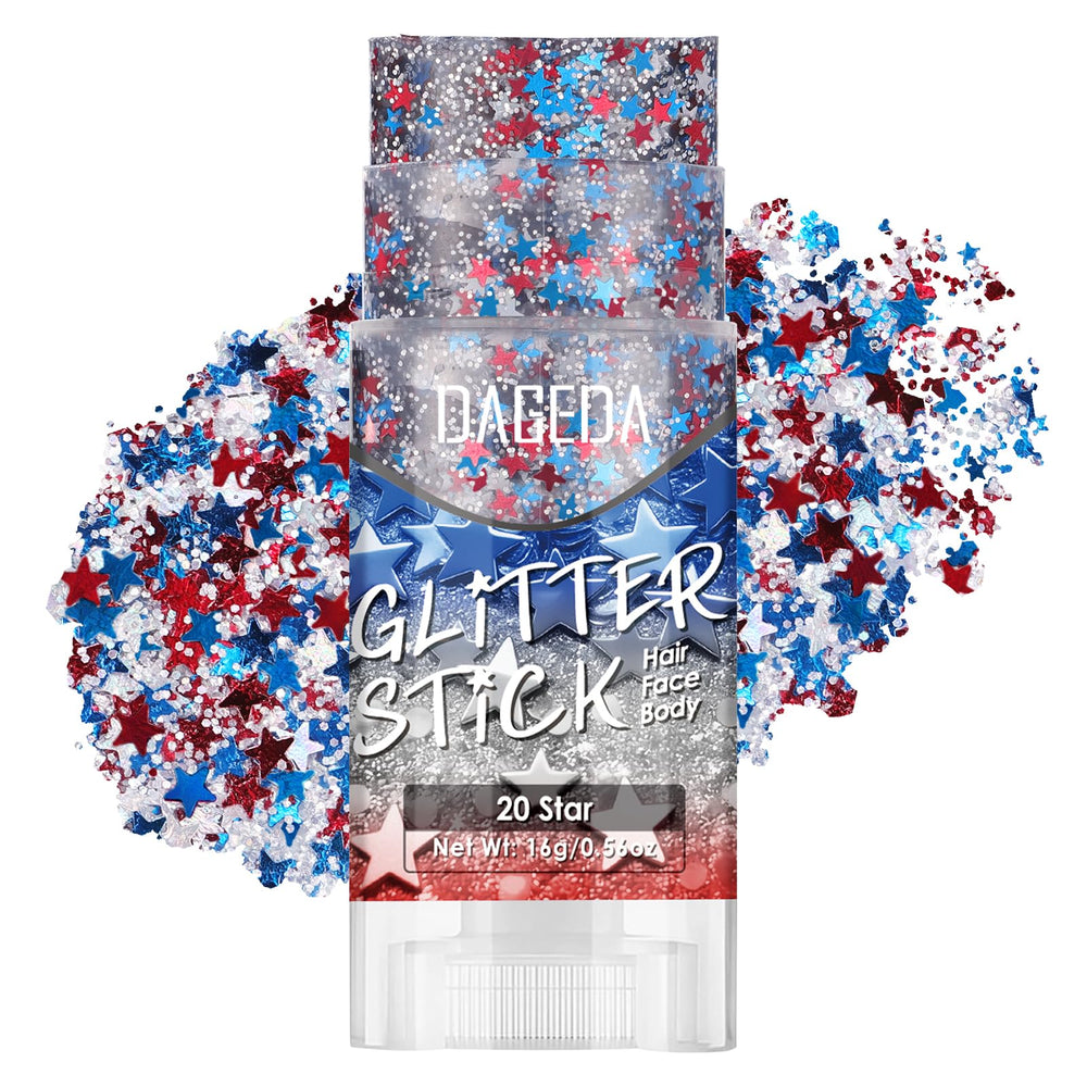 DAGEDA front packaging showing patriotic glitter stick and benefits
